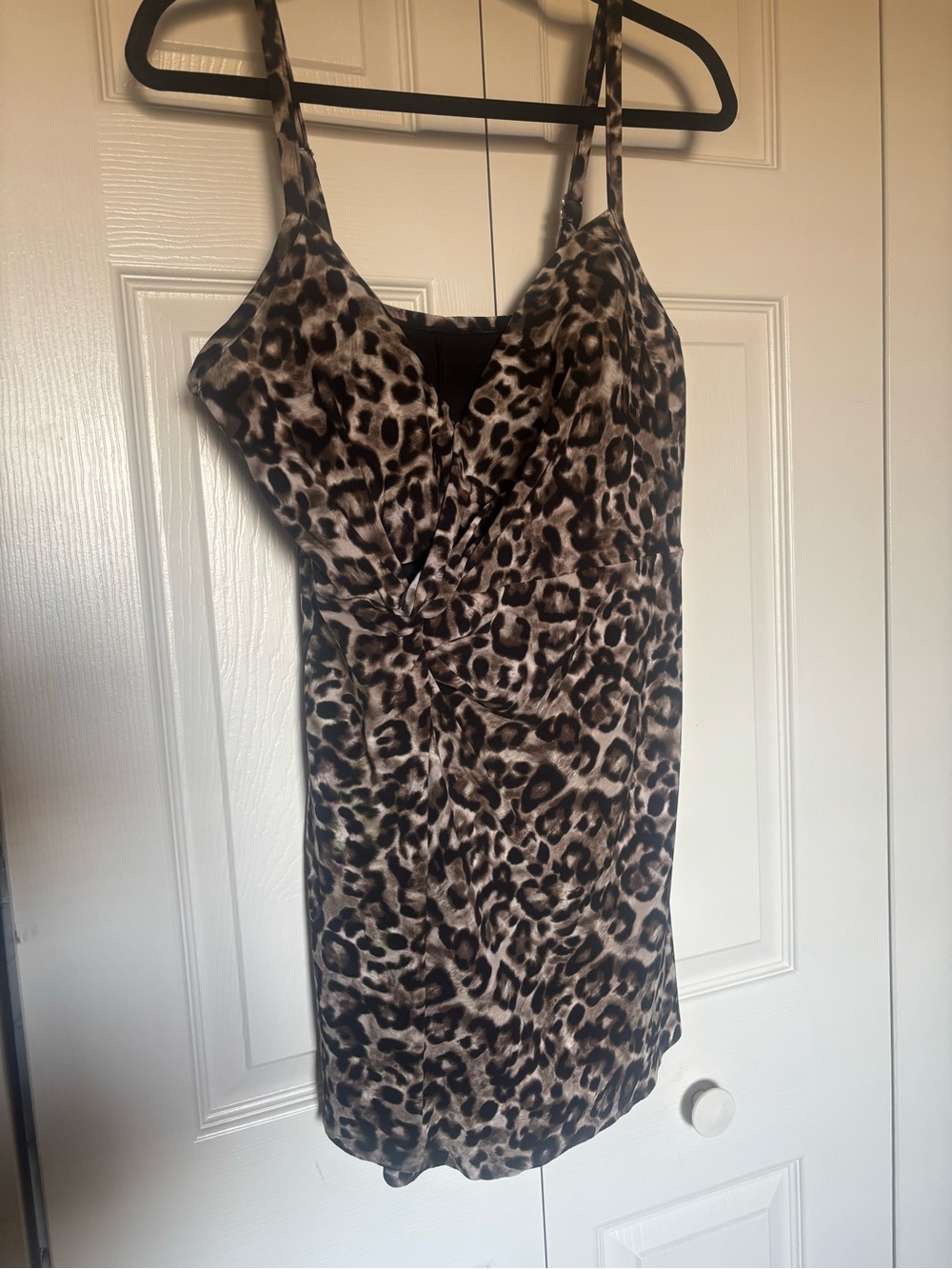 Miraclesuit Leopard Print One-Piece Swimdress in Brown and Black